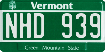VT license plate NHD939
