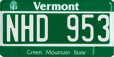 VT license plate NHD953