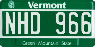 VT license plate NHD966