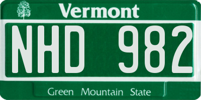 VT license plate NHD982