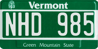 VT license plate NHD985