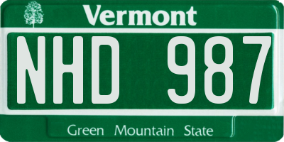 VT license plate NHD987