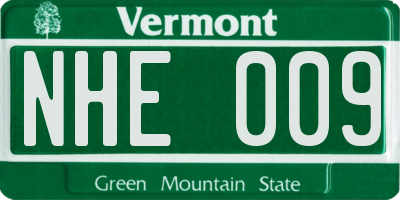 VT license plate NHE009