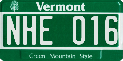 VT license plate NHE016