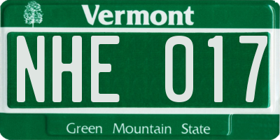 VT license plate NHE017
