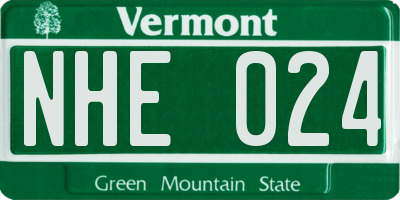 VT license plate NHE024