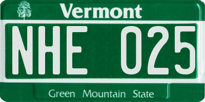 VT license plate NHE025