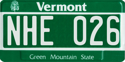 VT license plate NHE026