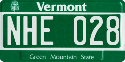 VT license plate NHE028