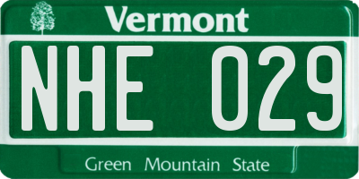 VT license plate NHE029