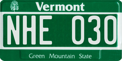VT license plate NHE030