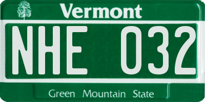 VT license plate NHE032