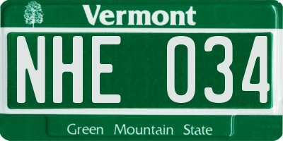 VT license plate NHE034