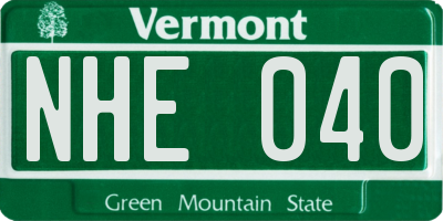 VT license plate NHE040