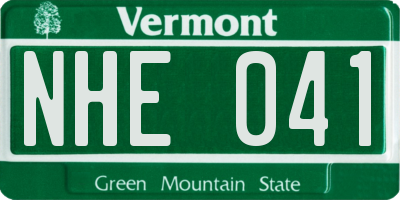 VT license plate NHE041