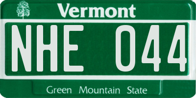 VT license plate NHE044