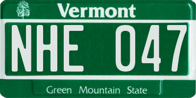 VT license plate NHE047