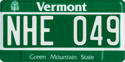 VT license plate NHE049