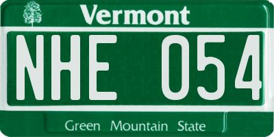 VT license plate NHE054