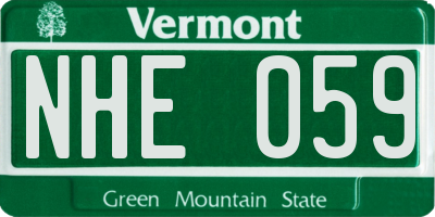 VT license plate NHE059