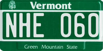 VT license plate NHE060