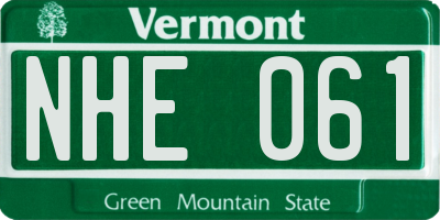 VT license plate NHE061