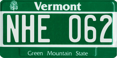 VT license plate NHE062
