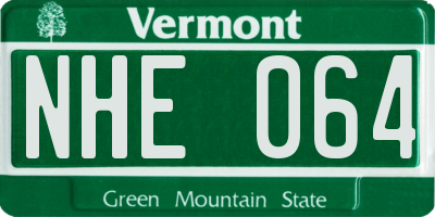 VT license plate NHE064