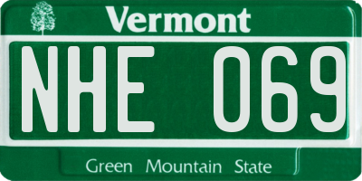 VT license plate NHE069