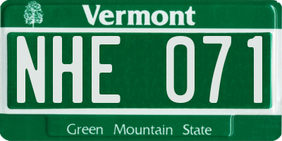VT license plate NHE071