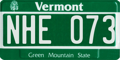 VT license plate NHE073