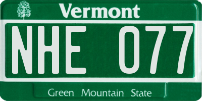 VT license plate NHE077