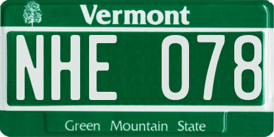 VT license plate NHE078