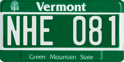 VT license plate NHE081