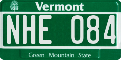 VT license plate NHE084