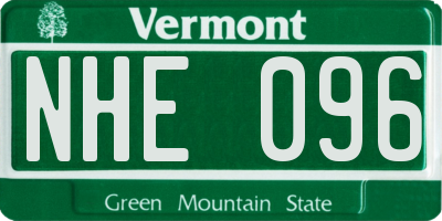 VT license plate NHE096