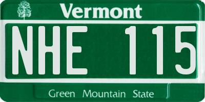 VT license plate NHE115