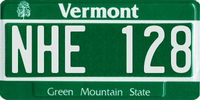 VT license plate NHE128
