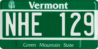 VT license plate NHE129