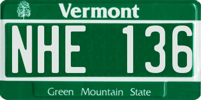 VT license plate NHE136