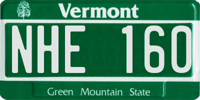 VT license plate NHE160