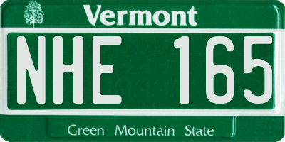 VT license plate NHE165