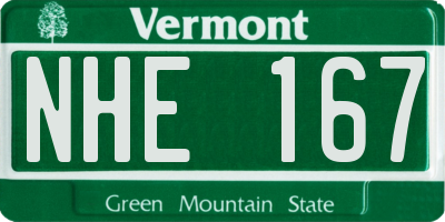 VT license plate NHE167