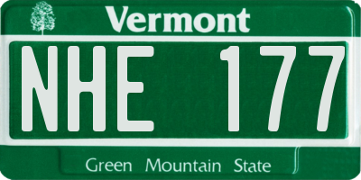 VT license plate NHE177
