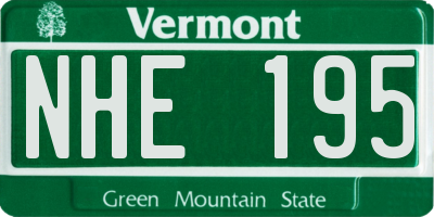 VT license plate NHE195
