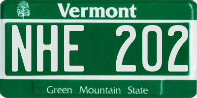 VT license plate NHE202