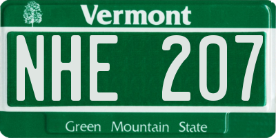 VT license plate NHE207