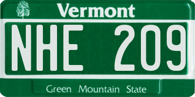 VT license plate NHE209