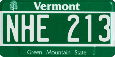 VT license plate NHE213