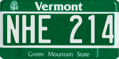 VT license plate NHE214